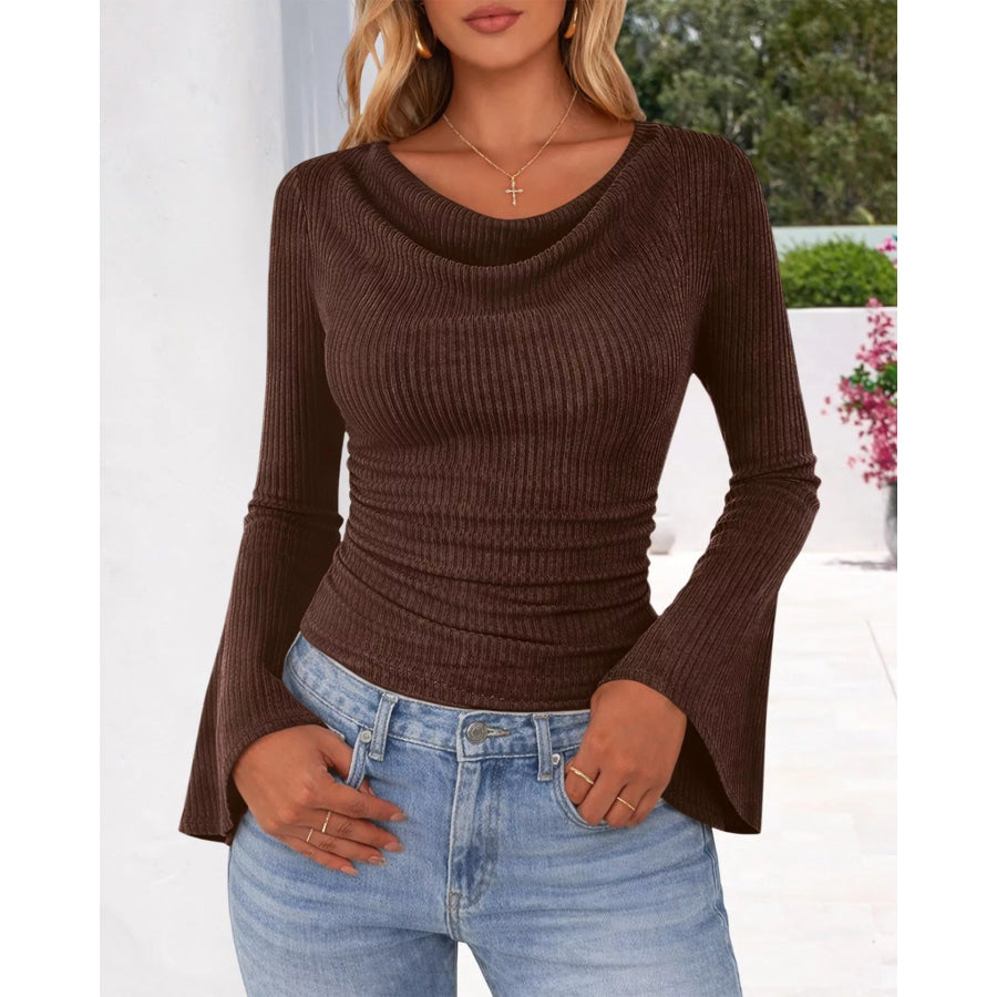 Ribbed Bell Sleeve T-Shirt Apparel and Accessories