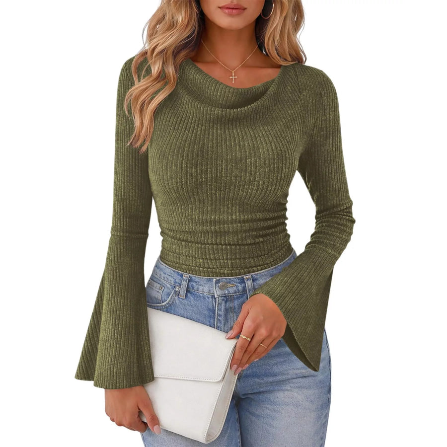 Ribbed Bell Sleeve T-Shirt Apparel and Accessories