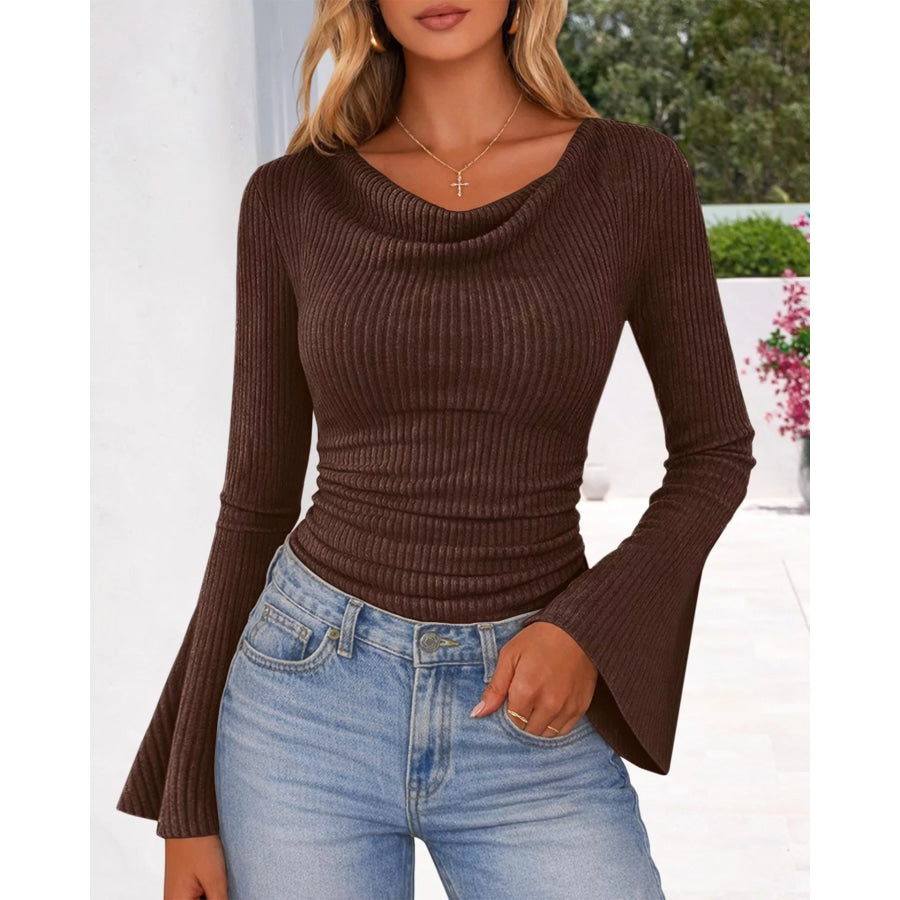 Ribbed Bell Sleeve T-Shirt Apparel and Accessories