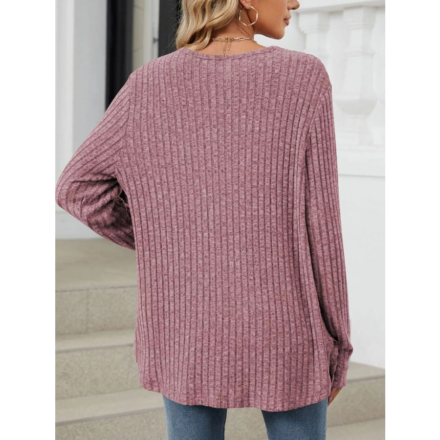 Ribbed Button-Up Cardigan Apparel and Accessories