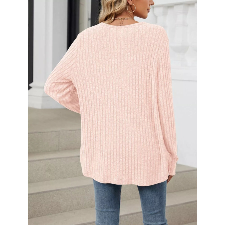 Ribbed Button-Up Cardigan Apparel and Accessories