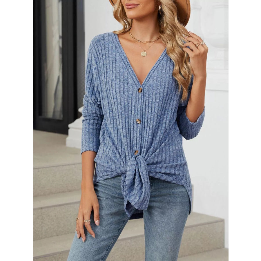 Ribbed Button-Up Cardigan Apparel and Accessories
