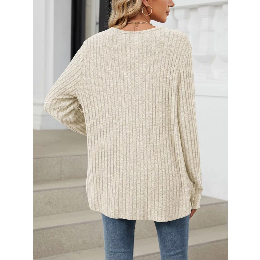 Ribbed Button-Up Cardigan Apparel and Accessories