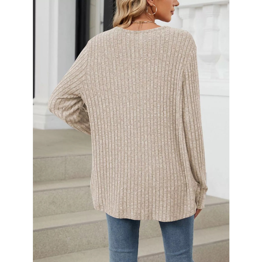 Ribbed Button-Up Cardigan Apparel and Accessories