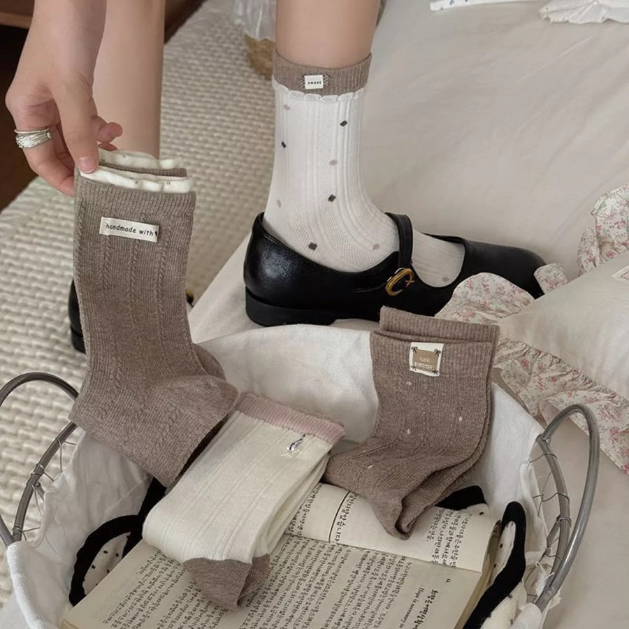 Ribbed Cotton Crew Socks Apparel and Accessories