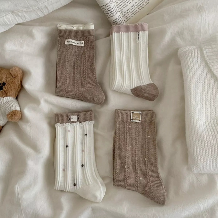 Ribbed Cotton Crew Socks Apparel and Accessories