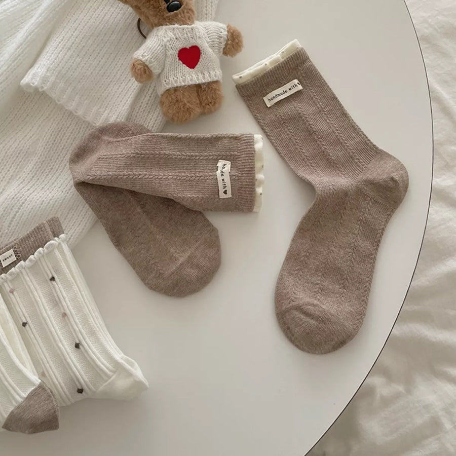 Ribbed Cotton Crew Socks Apparel and Accessories