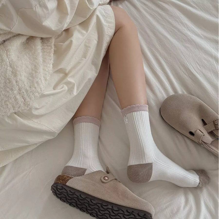 Ribbed Cotton Crew Socks Apparel and Accessories
