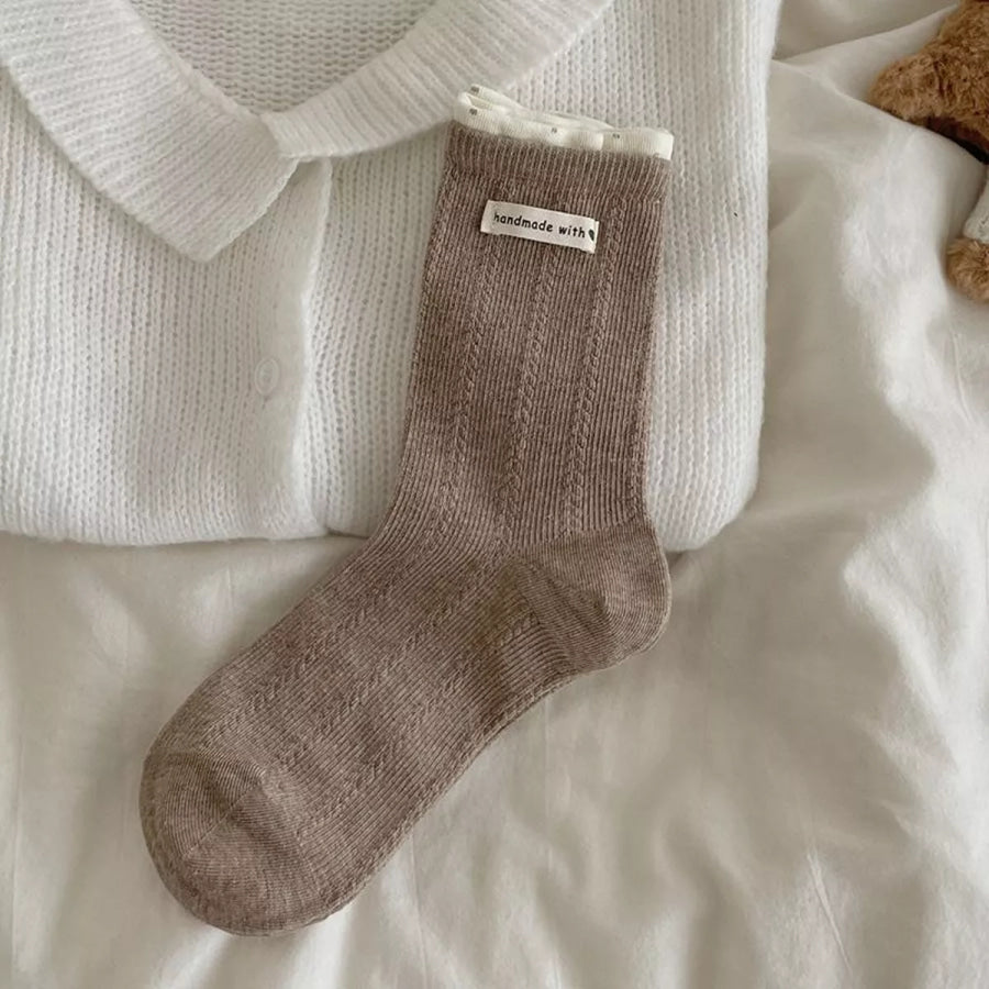 Ribbed Cotton Crew Socks Style A / onesize Apparel and Accessories
