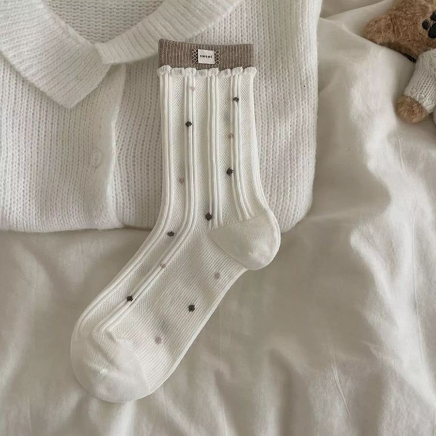 Ribbed Cotton Crew Socks Style B / onesize Apparel and Accessories