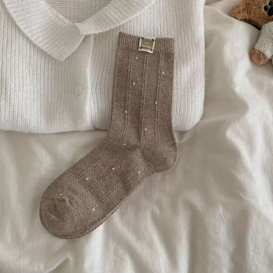 Ribbed Cotton Crew Socks Style C / onesize Apparel and Accessories