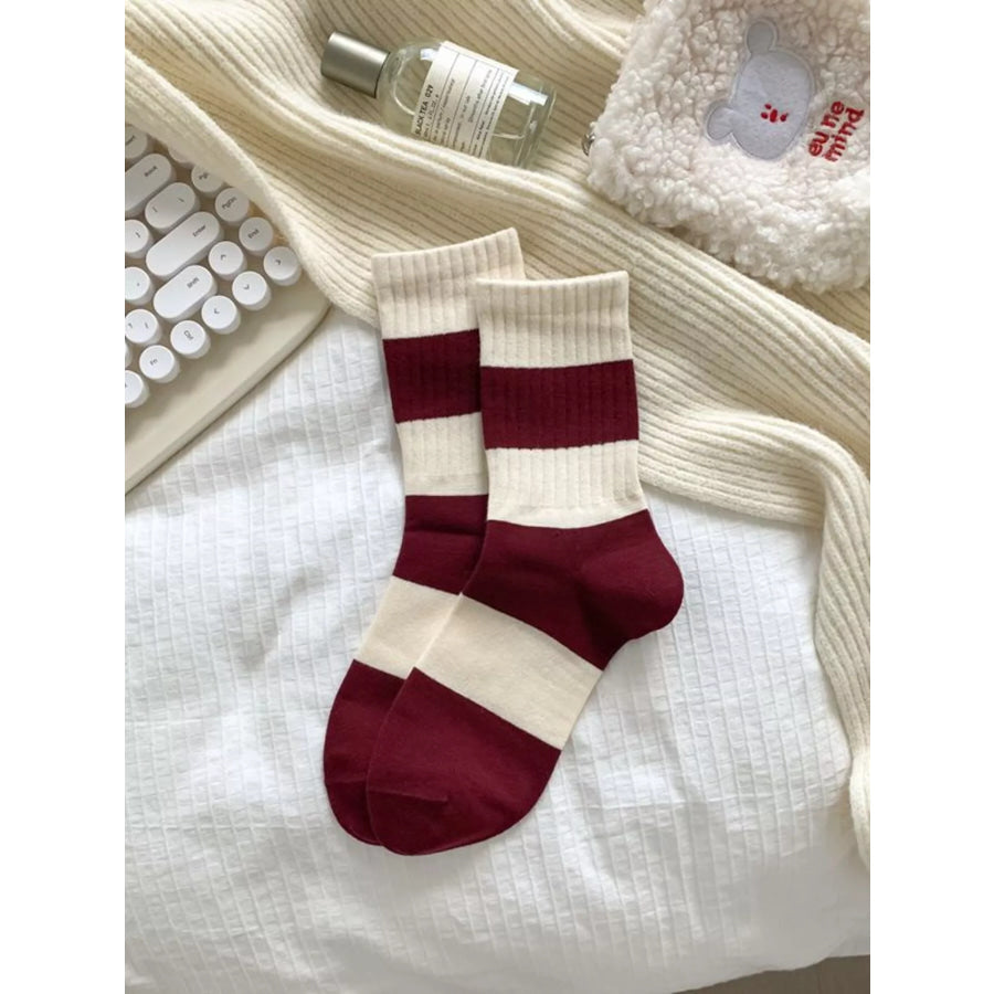 Ribbed Cotton Crew Socks Style D / One Size Apparel and Accessories