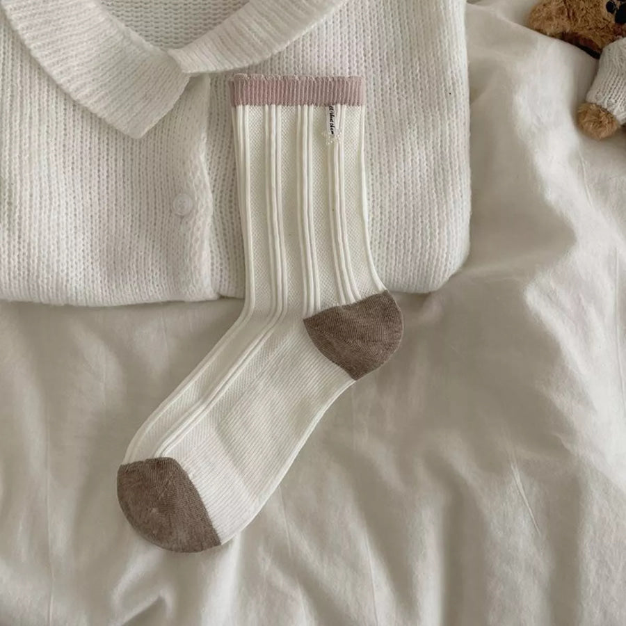 Ribbed Cotton Crew Socks Style D / onesize Apparel and Accessories