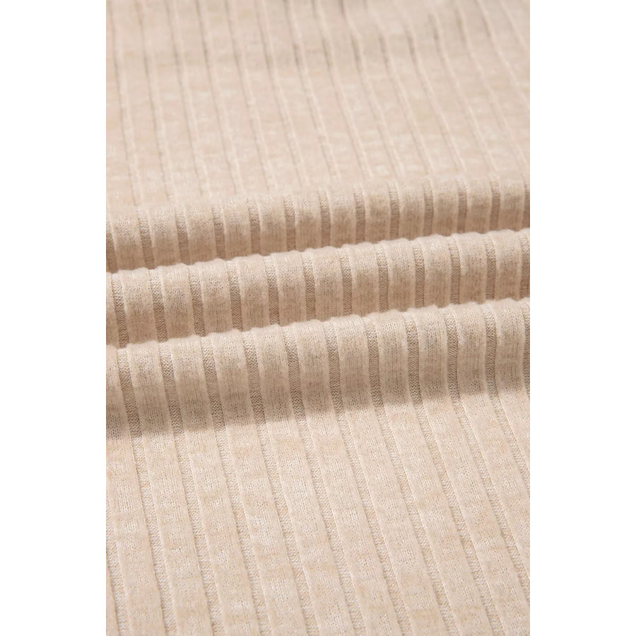 Ribbed Cowl Neck Long Sleeve Top Apparel and Accessories