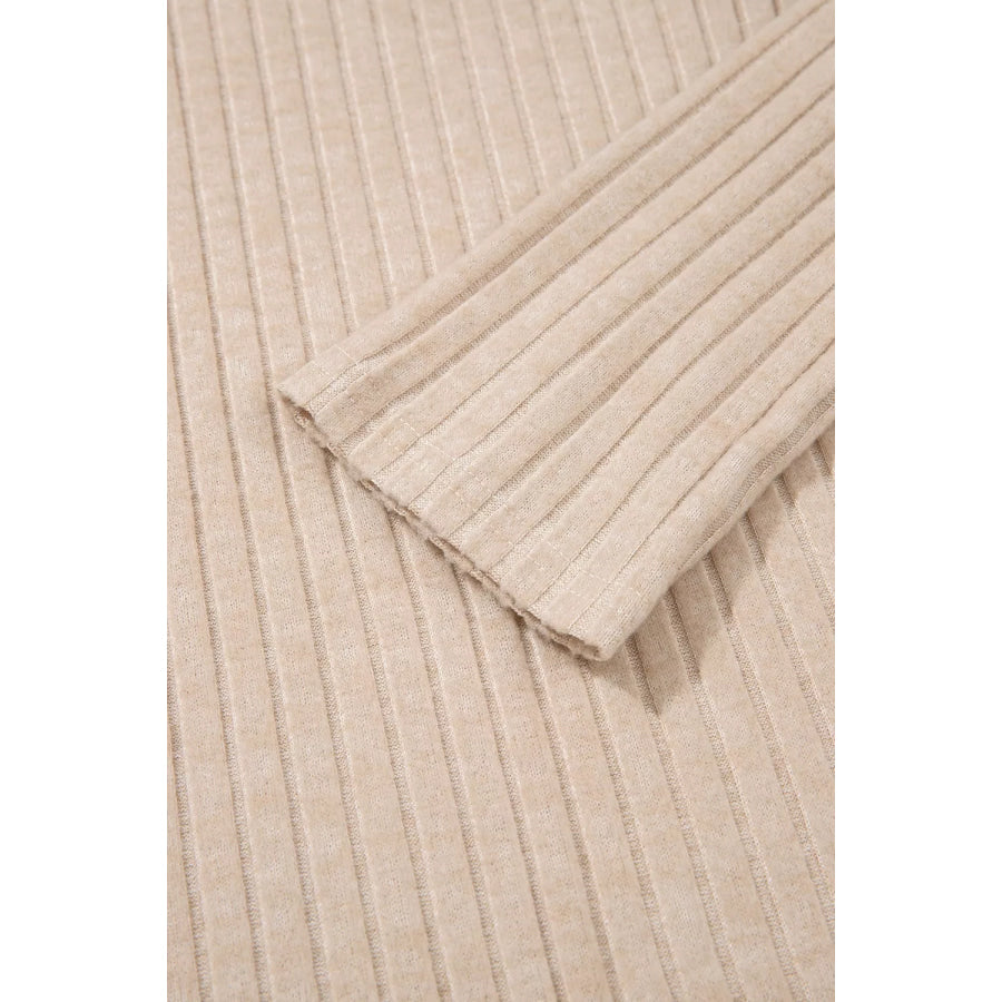 Ribbed Cowl Neck Long Sleeve Top Apparel and Accessories