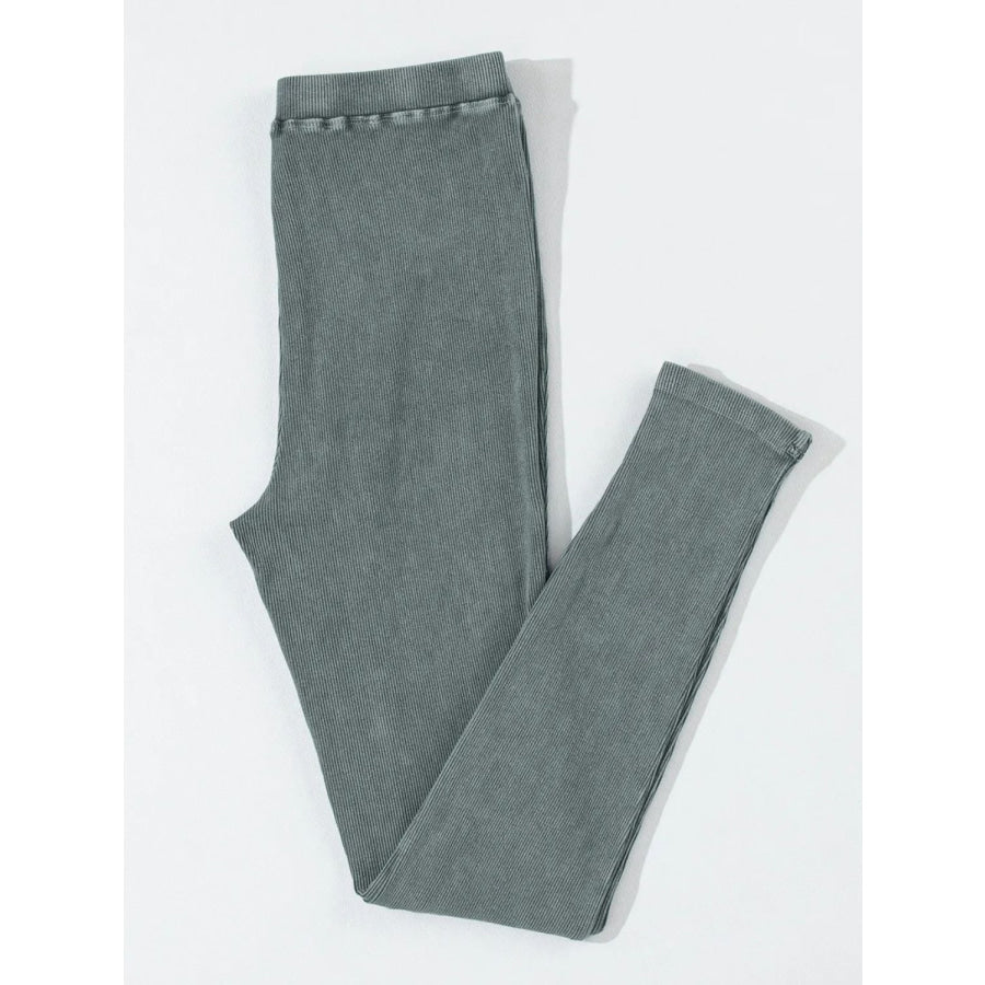 Ribbed Elastic Waist Leggings Apparel and Accessories