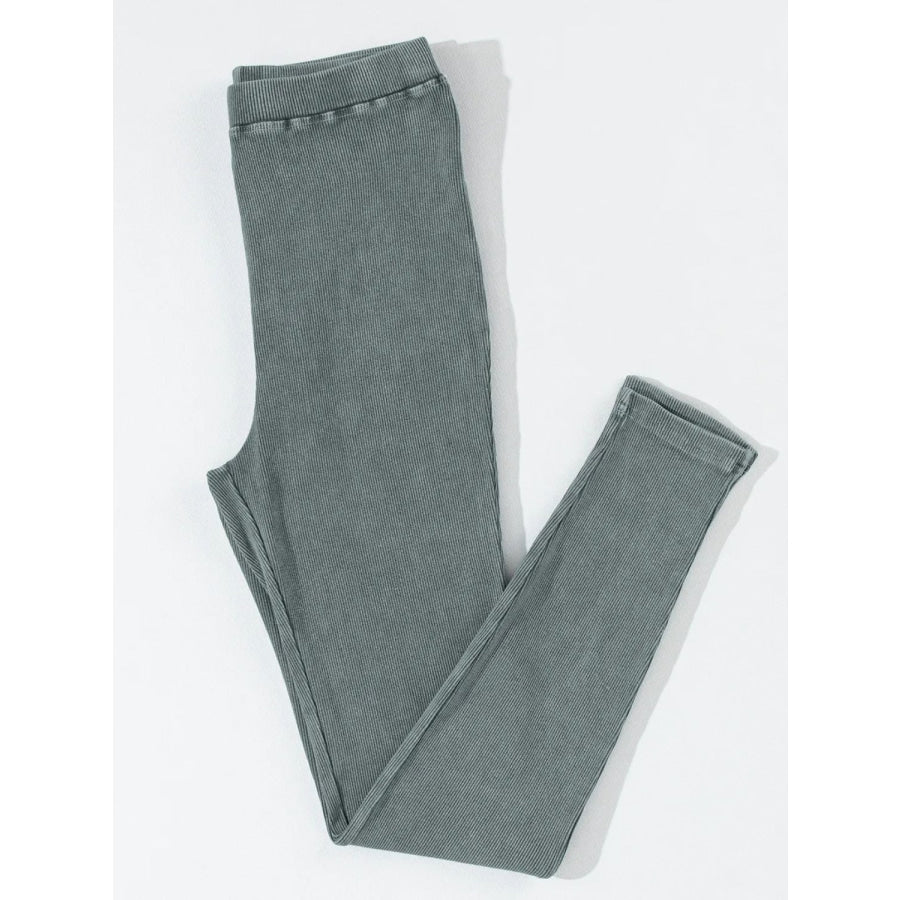 Ribbed Elastic Waist Leggings Apparel and Accessories