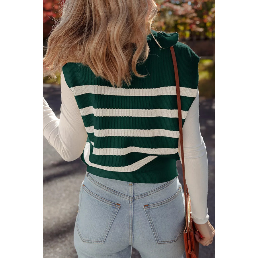 Ribbed Half Zip Collared Sweater Vest Apparel and Accessories