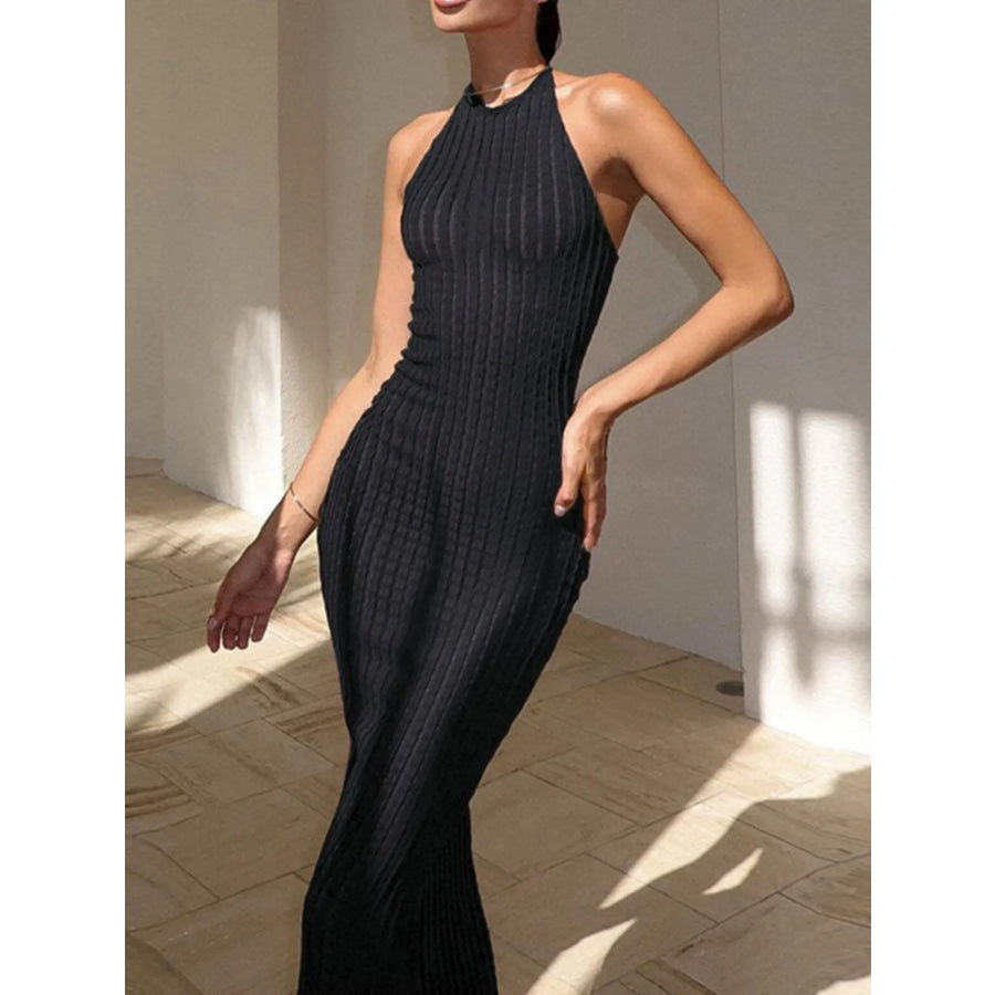 Sandee Rain Boutique - Ribbed Halter Neck Bodycon Maxi Dress Trendsi Apparel and Accessories - Sandee Rain Boutique Sandee Rain Boutique - Ribbed Halter Neck Bodycon Maxi Dress Trendsi Apparel and Accessories - Sandee Rain Boutique