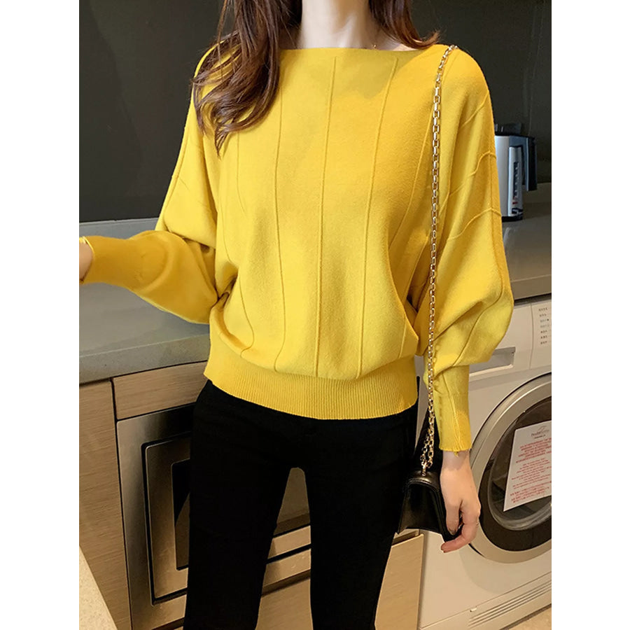 Ribbed Hem Batwing Sleeve Knit Top Apparel and Accessories