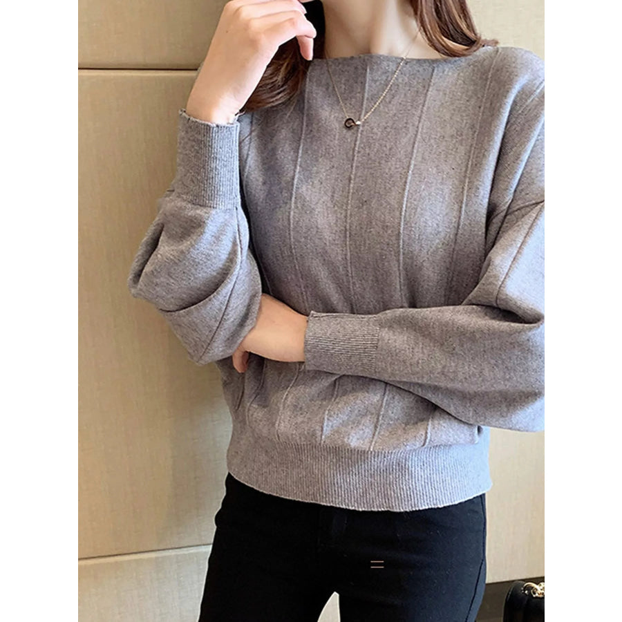 Ribbed Hem Batwing Sleeve Knit Top Apparel and Accessories