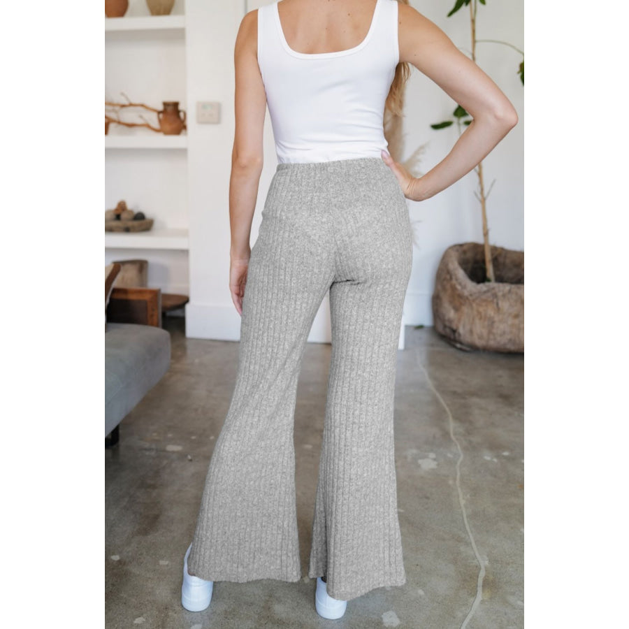 Ribbed High Waist Flare Pants Apparel and Accessories