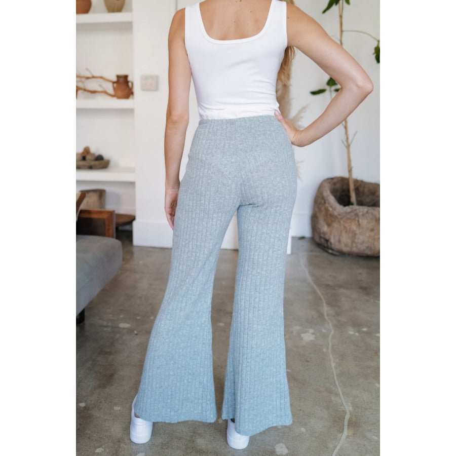 Ribbed High Waist Flare Pants Apparel and Accessories