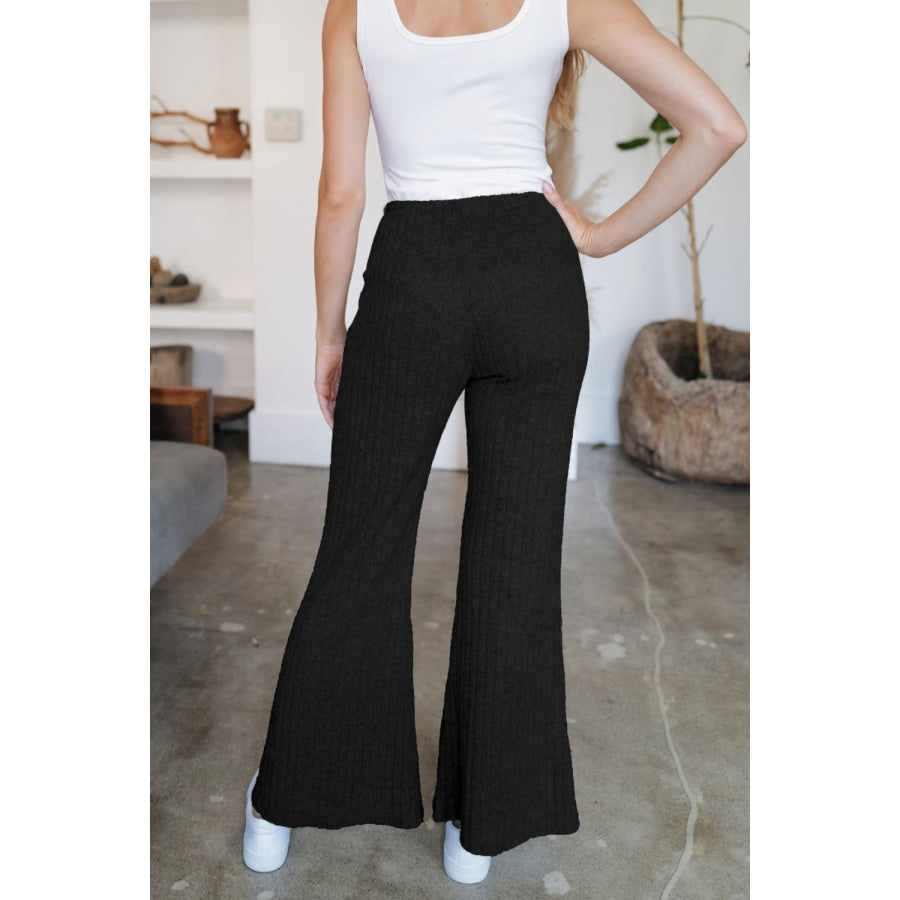 Ribbed High Waist Flare Pants Apparel and Accessories