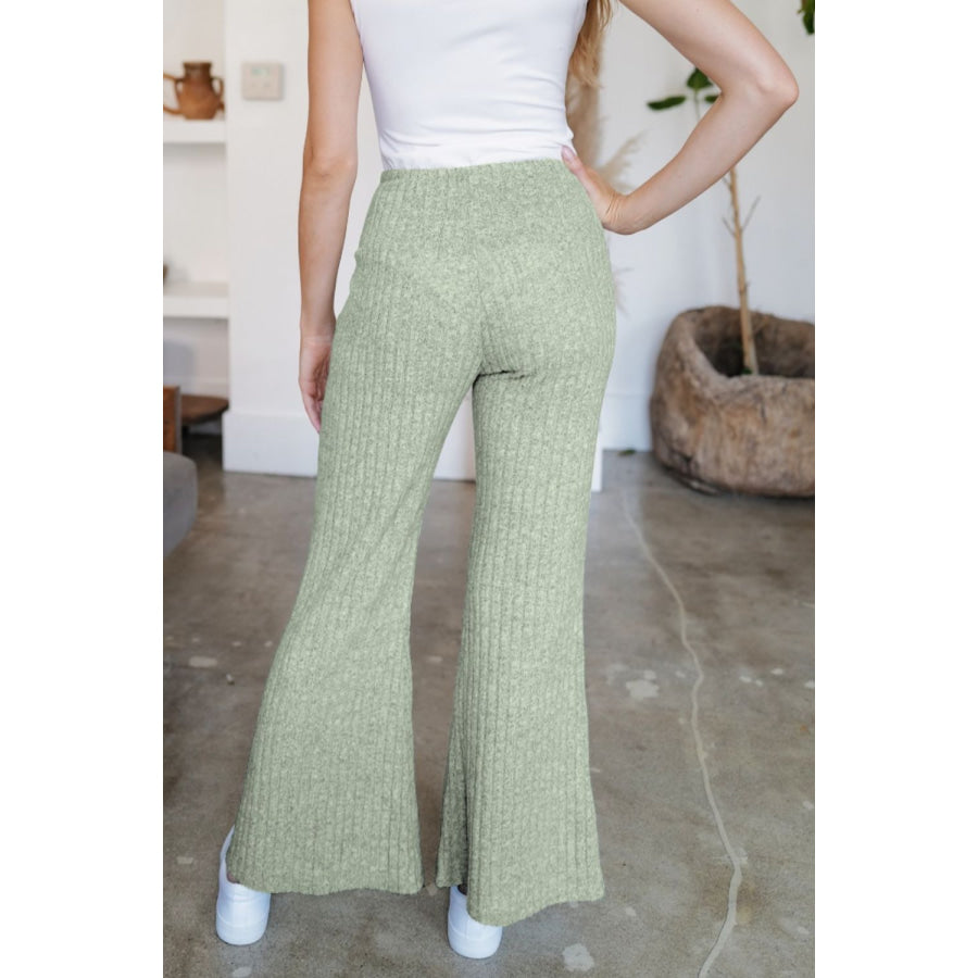 Ribbed High Waist Flare Pants Apparel and Accessories