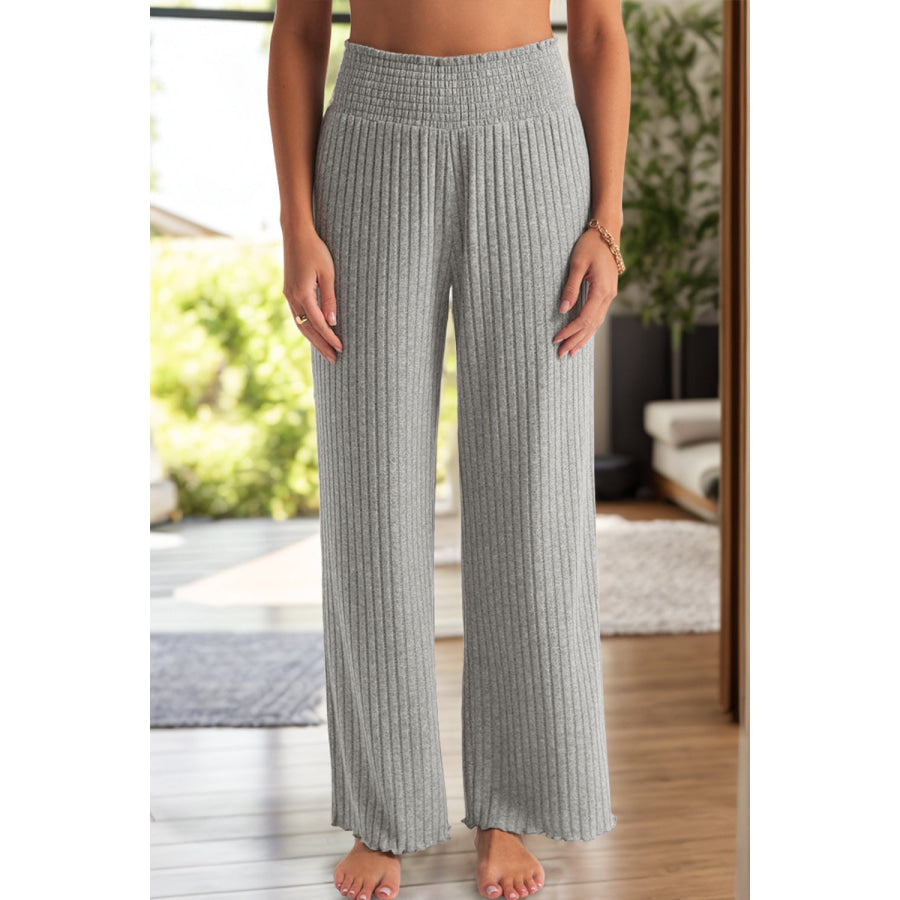 Ribbed High Waist Pants Dark Gray / S Apparel and Accessories