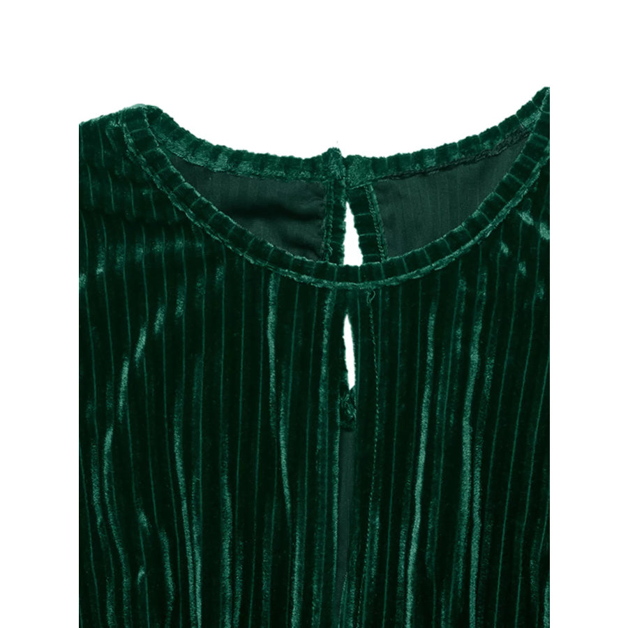 Ribbed Keyhole Long Sleeve Mini Dress Apparel and Accessories