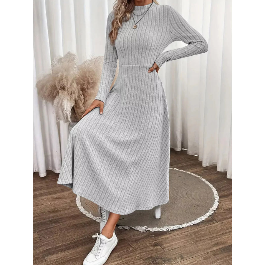 Ribbed Knit A-Line Midi Dress Apparel and Accessories