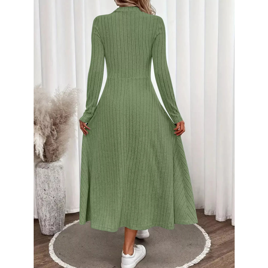 Ribbed Knit A-Line Midi Dress Apparel and Accessories