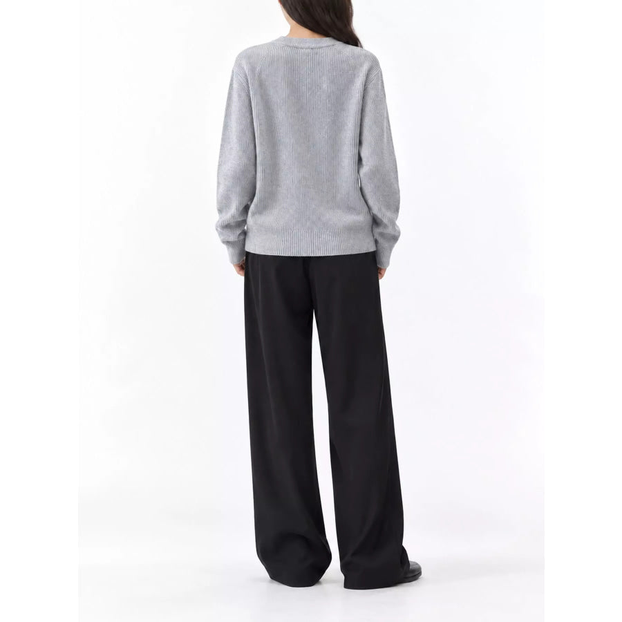 Ribbed Knit Asymmetrical Button Cardigan Apparel and Accessories