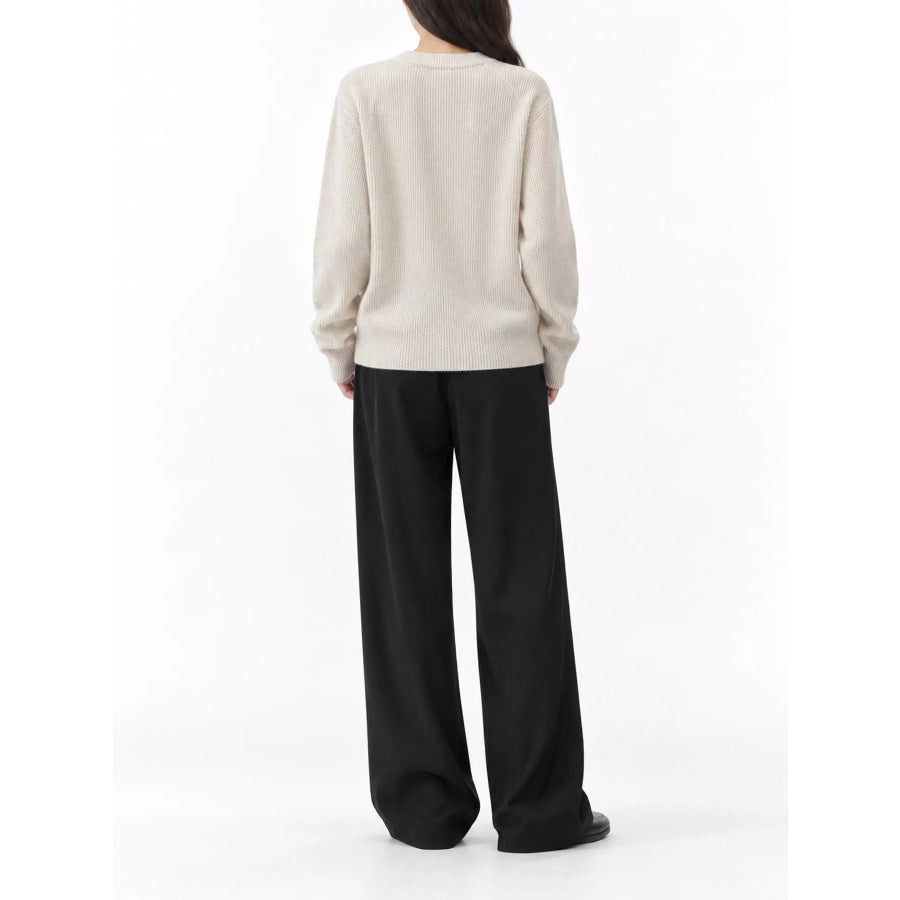 Ribbed Knit Asymmetrical Button Cardigan Apparel and Accessories