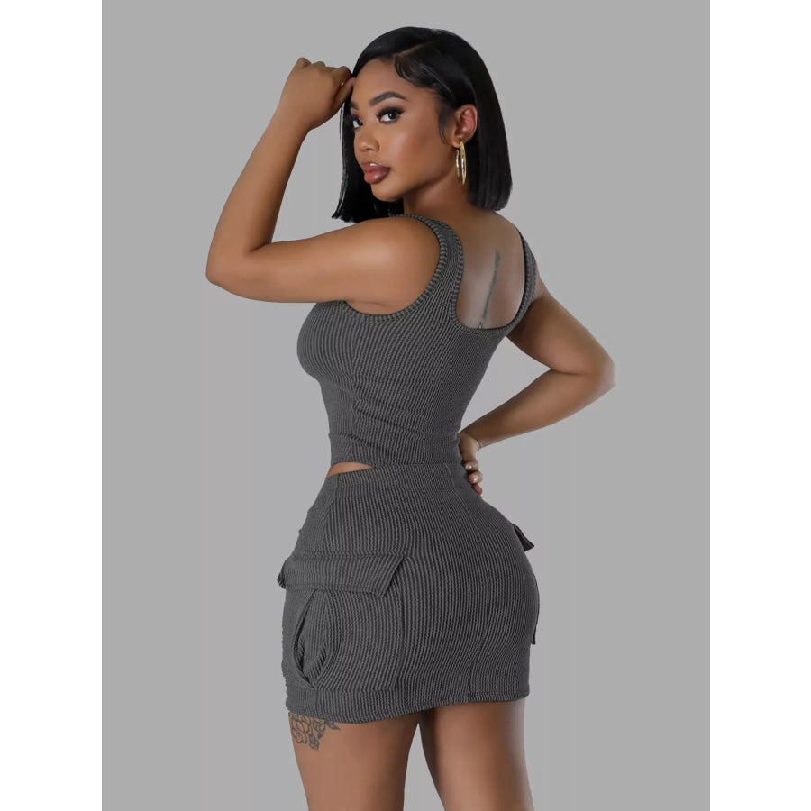 Ribbed Knit Bodysuit and Drawstring Skirt Set Apparel and Accessories