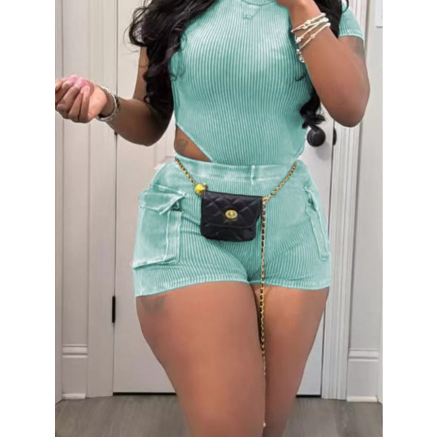 Ribbed Knit Bodysuit and Shorts Set Apparel and Accessories