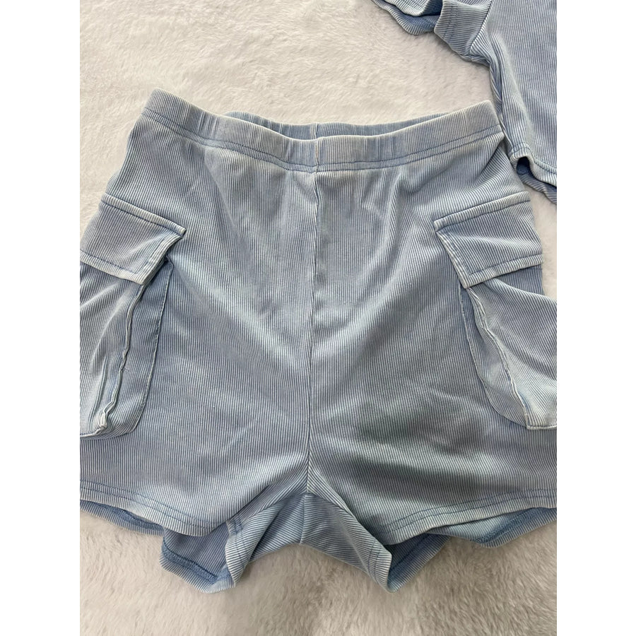 Ribbed Knit Bodysuit and Shorts Set Apparel and Accessories