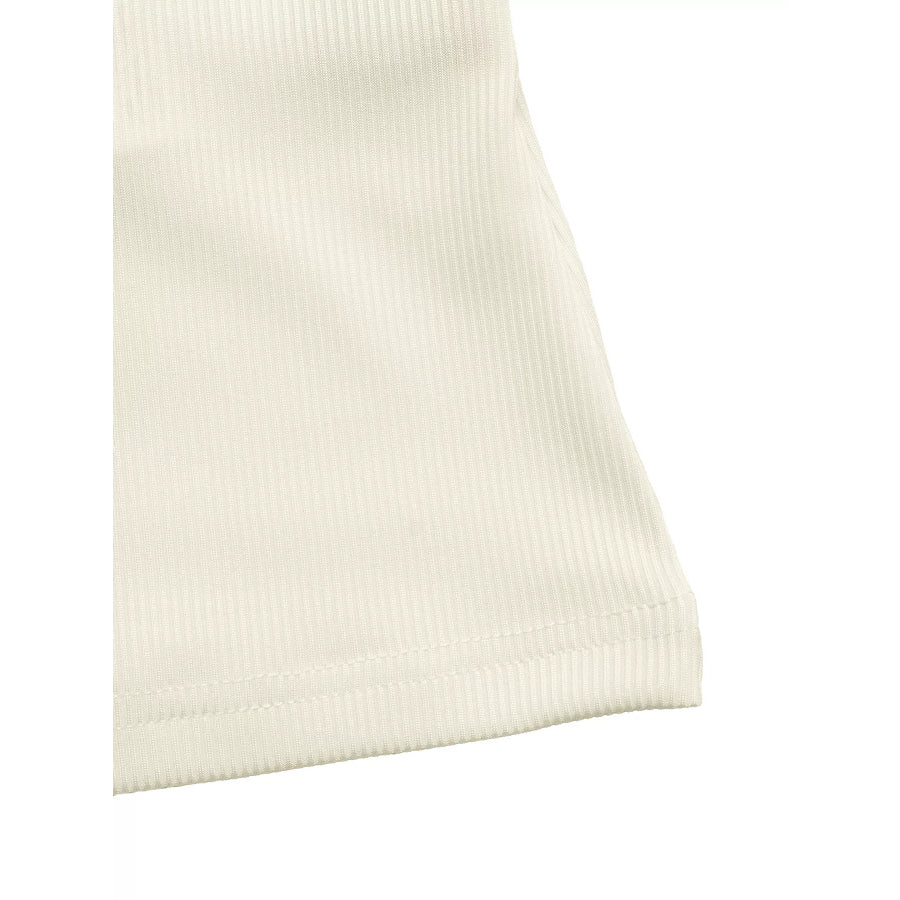 Ribbed Knit Bow Decor V-Neck T-Shirt Apparel and Accessories