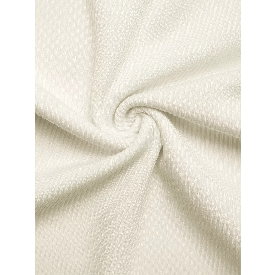 Ribbed Knit Bow Decor V-Neck T-Shirt Apparel and Accessories