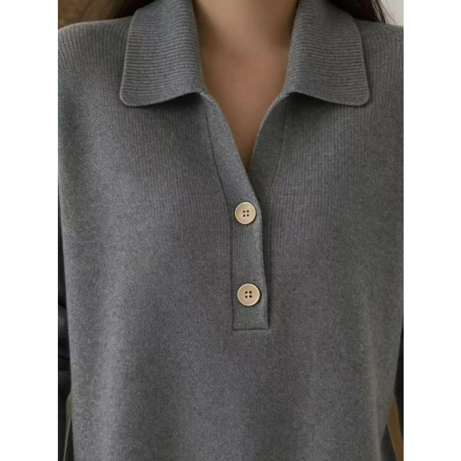 Ribbed Knit Button Detail Sweater