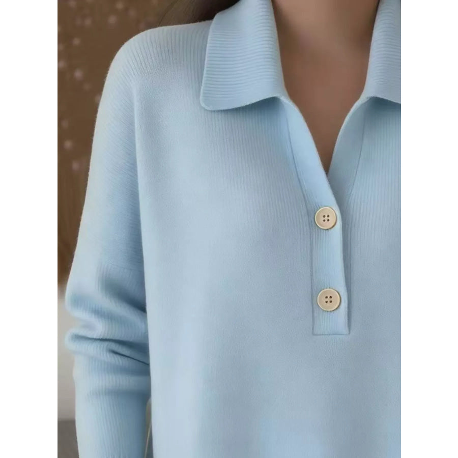 Ribbed Knit Button Detail Sweater