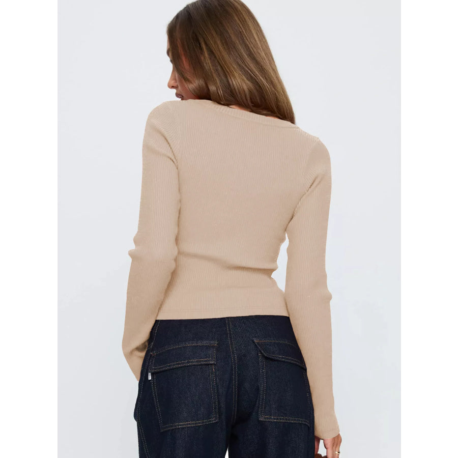 Ribbed Knit Button-Down Cardigan Apparel and Accessories
