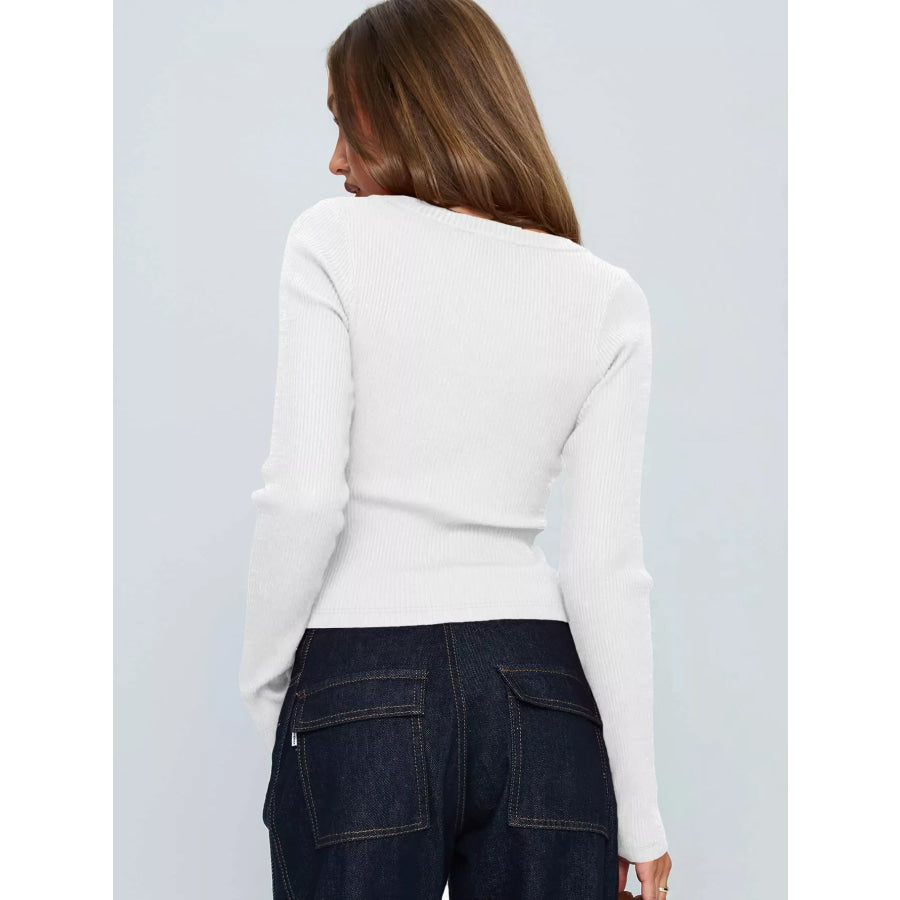 Ribbed Knit Button-Down Cardigan Apparel and Accessories