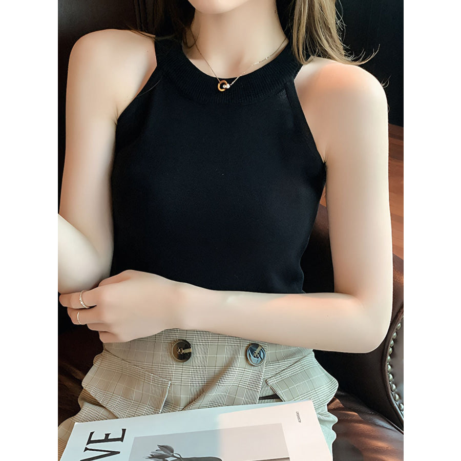 Ribbed Knit Cami Top Black / One Size Apparel and Accessories