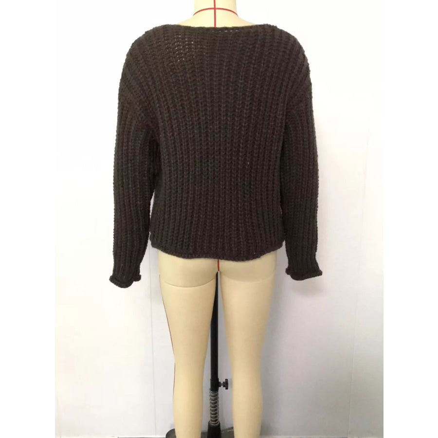 Ribbed Knit Cardigan with Gold-Tone Buttons