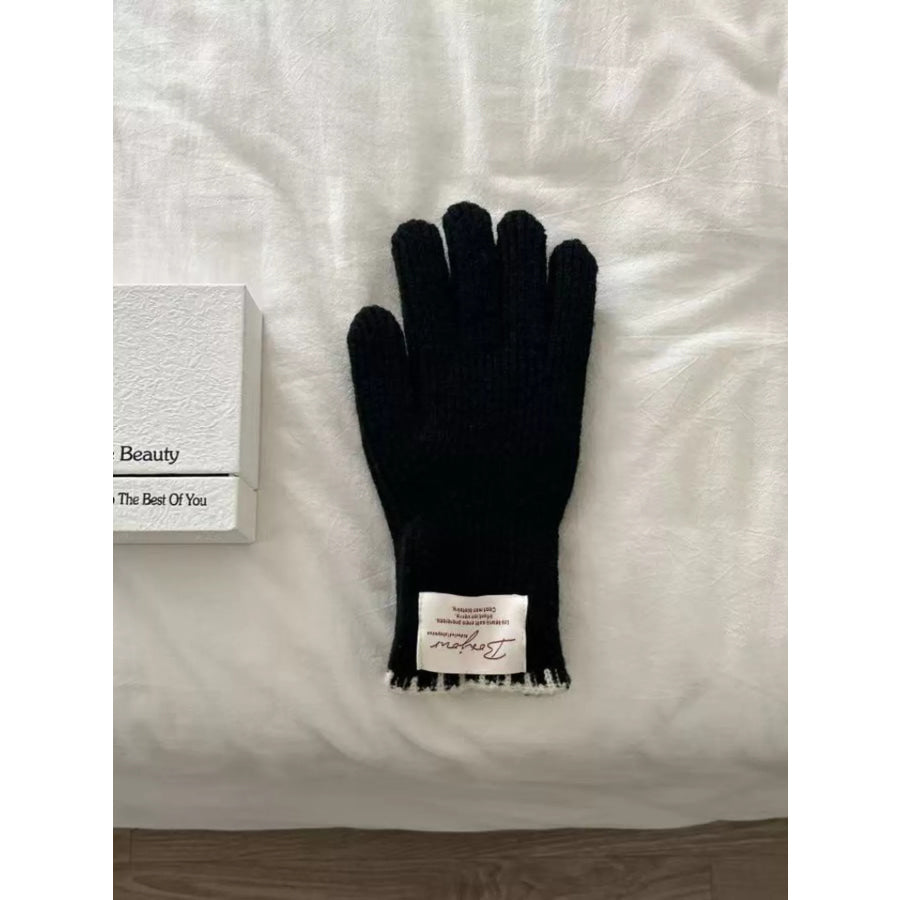 Ribbed Knit Gloves Black / One Size Apparel and Accessories