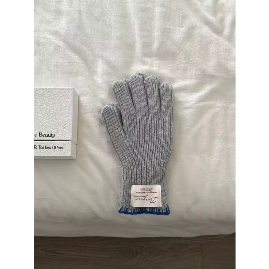 Ribbed Knit Gloves Gray / One Size Apparel and Accessories