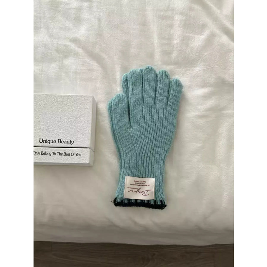 Ribbed Knit Gloves Green / One Size Apparel and Accessories