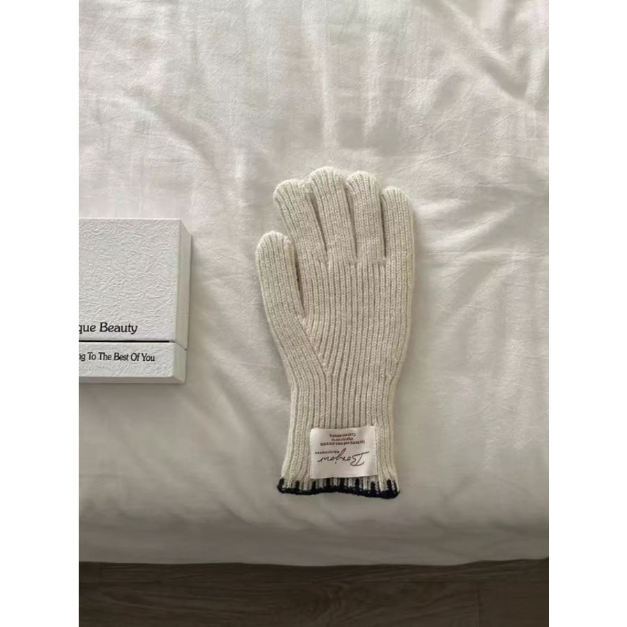 Ribbed Knit Gloves Ivory / One Size Apparel and Accessories